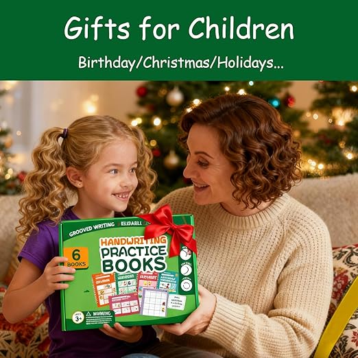 Magic Grooved Writing Practice Books,Grooved Handwriting Practice for Kids 3-5,Reusable Groove Workbooks,Preschool Learning Activities with Auto-Disappearing Pen,Birthday Gifts for Kids 3+(6-Book)