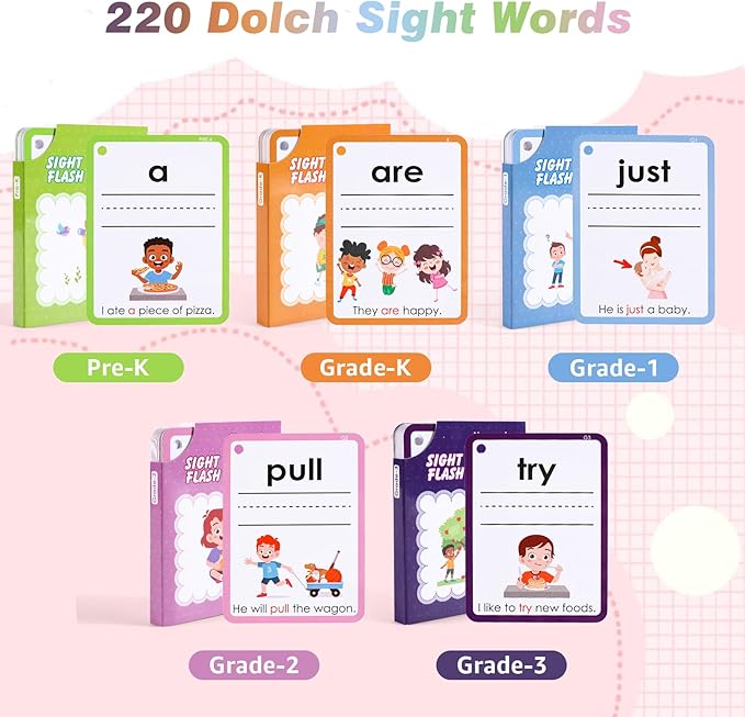 Dolch Sight Words Flash Cards Kindergarten, Toddler Flash Cards Ages 3-4