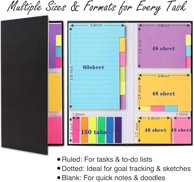 Sticky Notes Set, Tabs, 410 Pack, Divider, School Supplies, Office Supplies, Planner CEO, Sticky Note Dividers Tabs, Book Notes, Bible Sticky Notes