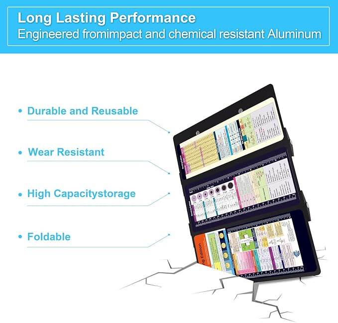 Nursing Clipboard Foldable Pocket Size-Nursing Edition Cheat Sheets Aluminum 3 Layers Foldable Clipboard Nursing Nurse Clipboard Foldable fits in Nurses Doctors(Black)
