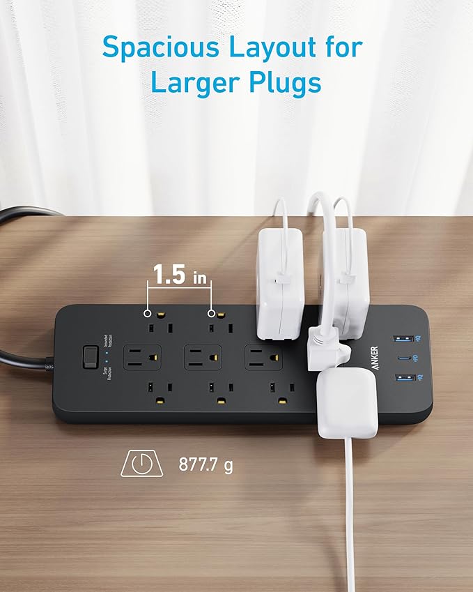 Anker Power Strip with 2100J Surge Protector, Outlet Extender, 10ft Extension Cord with Multiple Outlets, 12 AC, 2 USB A,1 USB C Port for 20W, Home Office, Dorm Room Essentials, TUV Listed