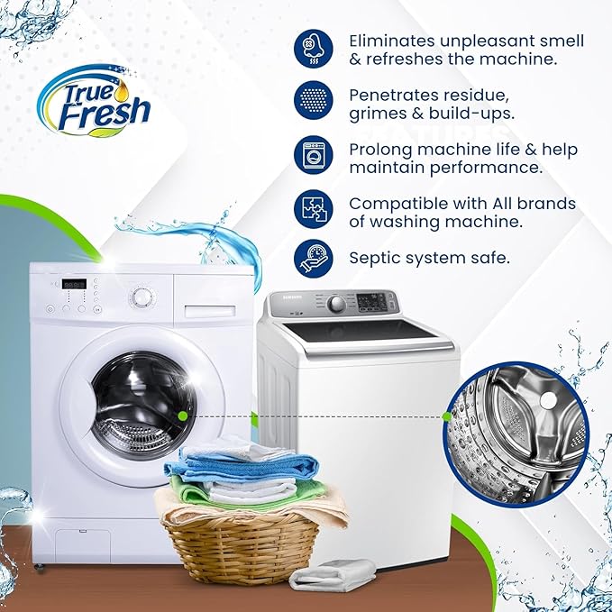 Washing Machine & Dishwasher Cleaner Tablets - 48-Pack Bundle Compatible with Front Loader Top Loader & He Machines and all Dishwashers Removes Buildup Lime Scales and residues - Septic Safe