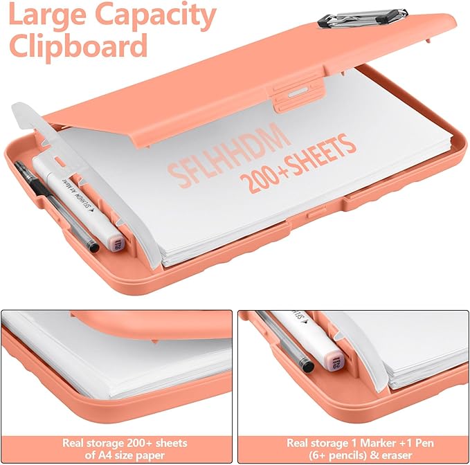 SFLHHDM Plastic Clipboard with Storage, High Capacity Clip Boards 8.5x11 with Storage, Heavy Duty Nursing Clipboards Folder, Clipboard Cute, Letter A4 Size Clipboards with Storage for Teachers, Nurse