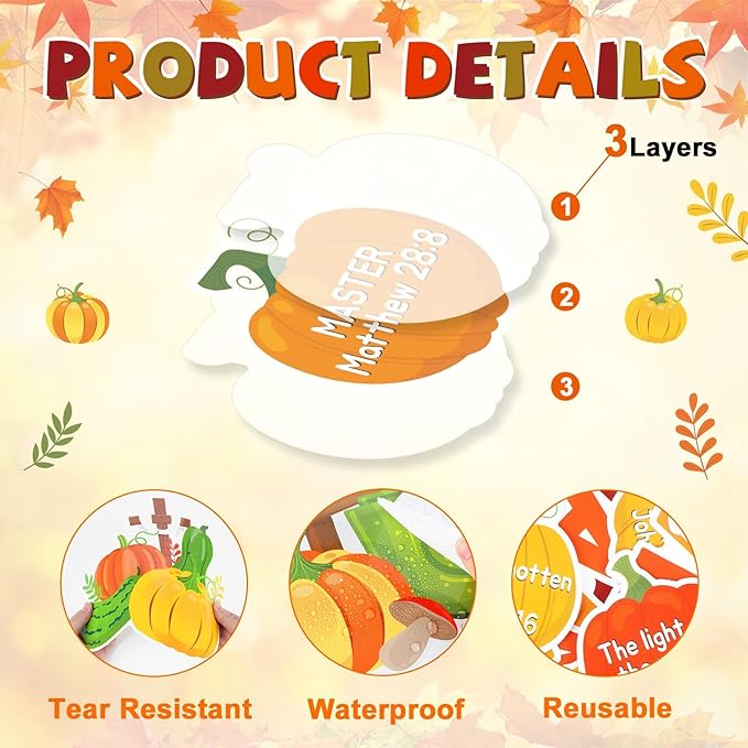 Thanksgiving Fall Christian Bulletin Board Decoration Set Religious Pumpkin Cutouts Autumn Bible Bulletin Board for Kid Preschool Classroom Chalkboard Party Decor Sunday School Church Wall(Jesus Name)