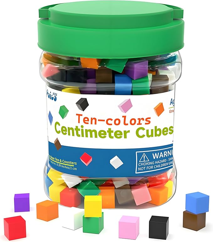 Geometric Solids 300 Pcs,Math Counting Cube,Plastic Color Sorting Stacking Blocks for Kids