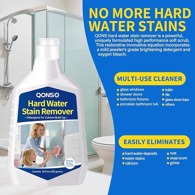 Hard Water Stain Remover, Shower Glass Door Cleaner Cream For Hard Water Stain,Bathroom Glass,Windows,Tile,Grout,Toilet Bowl,Calcium Build Up,Hard Water Cleaner 16.91 Oz (670 Grams)