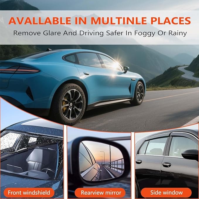2PCS Glass Oil Film Remover for Car, Glass Emulsion Remover for Car Windshields and Windows, Car Cleaner oil Film Cleaning Brush, Glass Compound with Cleaning Board, Removes o il f ilm Smudges