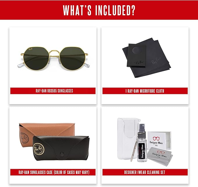 Ray-Ban Jack RB3565 Rounded Hexagonal Sunglasses for Men for Women +BUNDLE with ACCESSORY EYEWEAR KIT