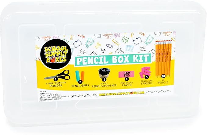 School Supply Boxes | K-5 Case (4 Boxes) | Back to School Essentials Kit for Students & Teachers | Includes Wide-Ruled Paper Products, Crayons, Markers, Colored Pencils, & More