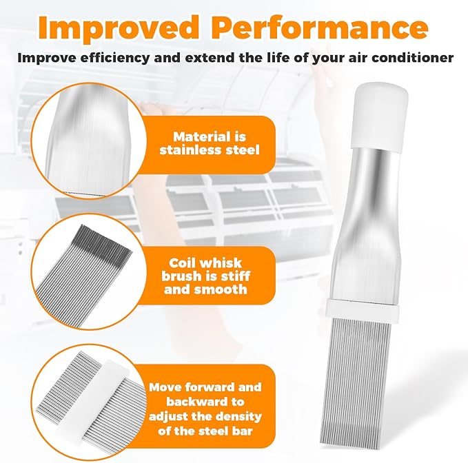8Pcs Condenser Fin Cleaning Brush Versatile Assorted Style AC Coil Cleaner for Air Conditioner Refrigerator Automotive
