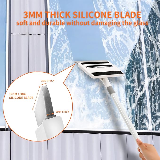 Baseboard Cleaner Tool with Handle, 55.9’’ Baseboard Cleaner with Extendable Handle, Wall Cleaner for Baseboard, Wall, Ceiling, with 4 Reusable Cleaning Pads