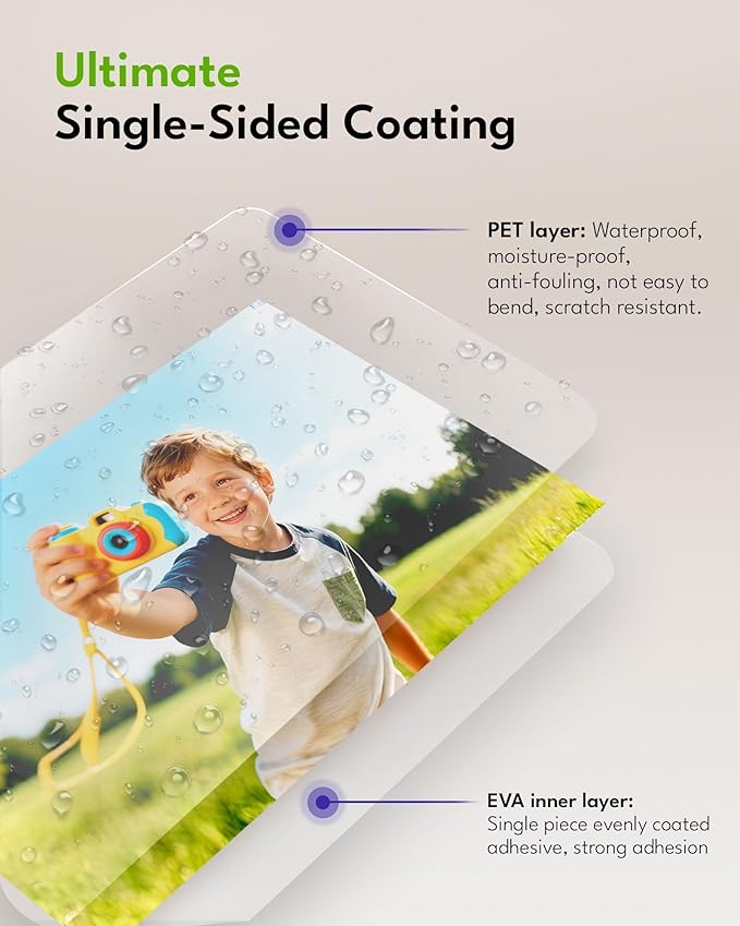 Uinkit 4mil Thick Self Laminating Sheets 8.5 x 11", 100Pack (Bulk Supply) Single-Sided Peel & Stick for Businesses, Schools & Restaurants - No Heat Machine Needed