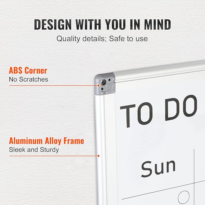 VEVOR Dry Erase Calendar for Wall, 36 x 24 Inches Whiteboard Calendar, Monthly Planner Magnetic Dry Erase Board, 1 Magnetic Erase & 2 Dry Erase Marker & Movable Tray for Restaurant Office Home School