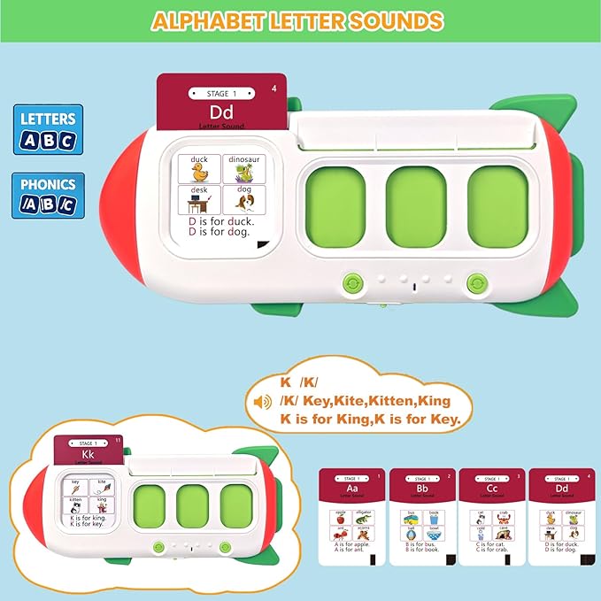 Phonics Flash Cards for Kids 3-8 - Learn to Read, Letter Sounds & Word Blending, Master Math Challenge- Homeschool Classroom Phonemic Awareness Toy, Preschool Kindergarten Learning Activities Gift