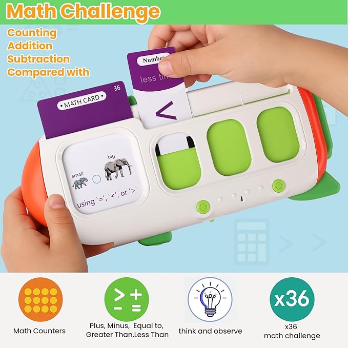 Phonics Flash Cards for Kids 3-8 - Learn to Read, Letter Sounds & Word Blending, Master Math Challenge- Homeschool Classroom Phonemic Awareness Toy, Preschool Kindergarten Learning Activities Gift