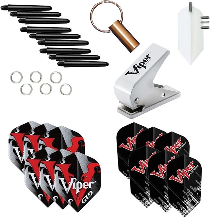 Viper Dart Accessory: Flight Hole Punch Tool with Assorted Poly Pro Flights (Steel and Soft Tip Darts)