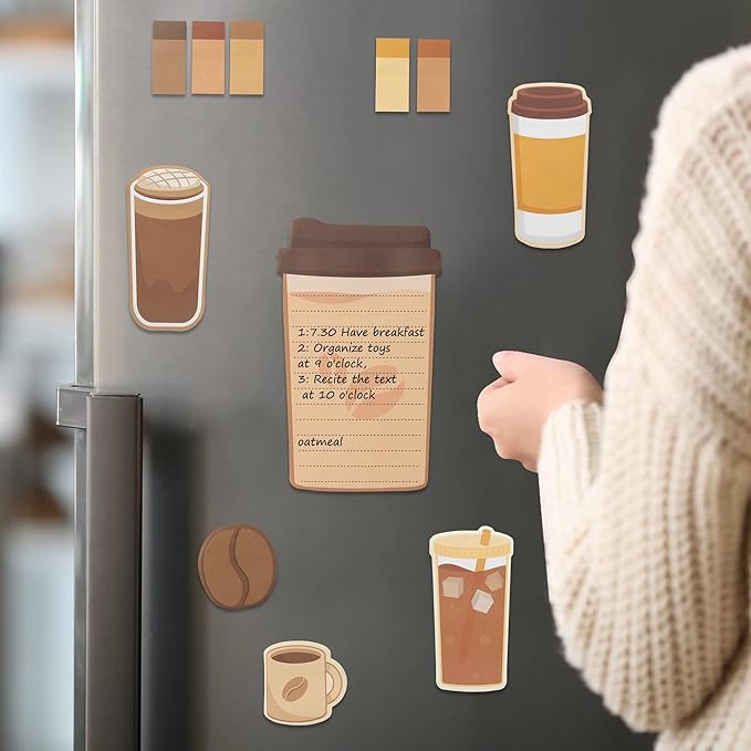 B1ykin Cute Sticky Notes Set - First I Drink The Coffee Then I Do The Things Self-Stick Notes Pad, 550 Sheets Writing Memo Pages Sticky Notepad for Teacher Appreciation Gifts for School (Coffee Lover)