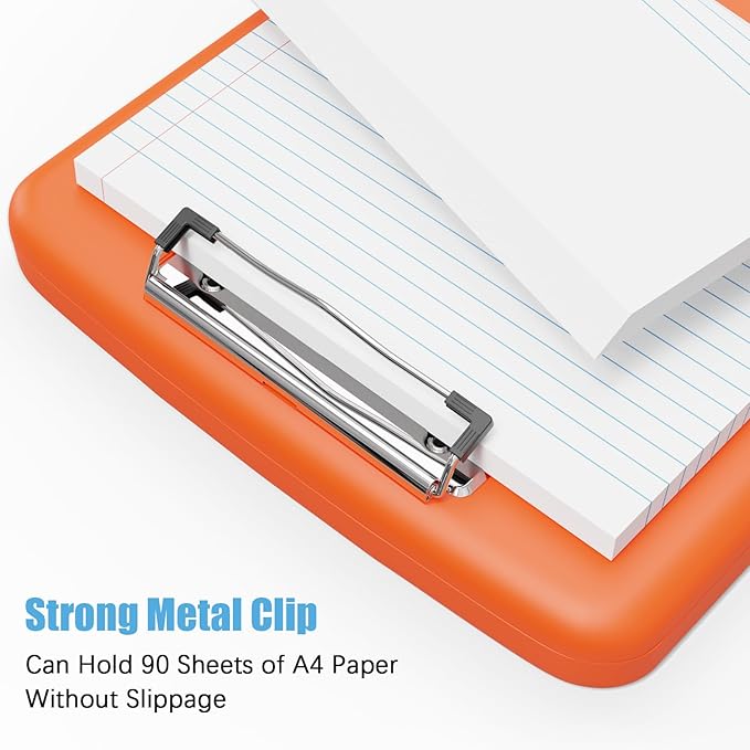 Hongri Clipboard with Storage with Pen Holder, Folder Nursing Clip Board 8.5 x 11 Foilo-Side Opening, High Capacity, Light Weight for Teachers, Classroom. Size 14 x 9.6 x 1.2 in(Orange)
