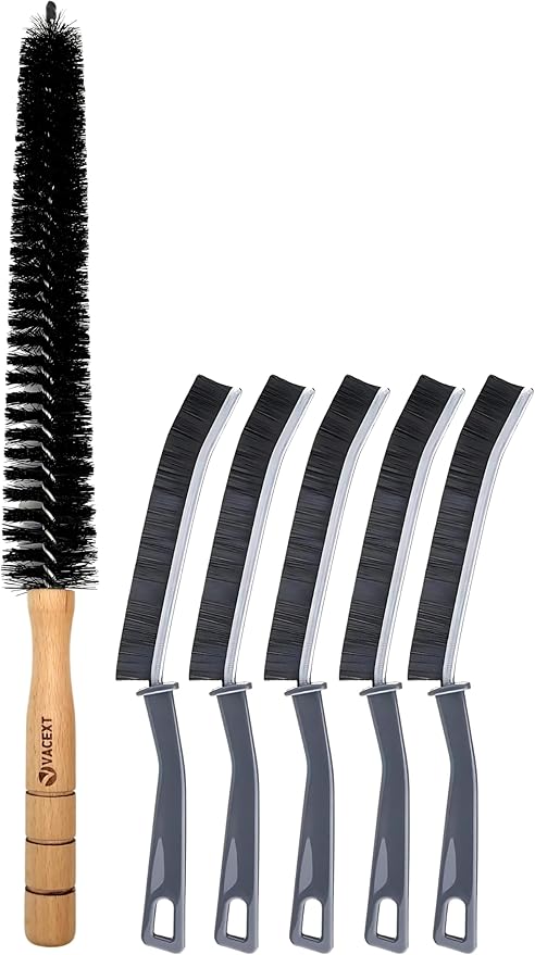 5PCS Crevice Gap Cleaning Brush & Dryer Lint Brush Vent Trap Cleaner - Refrigerator Condenser Coil Brush & Hard Bristle Cleaning Tool Kit for Household Use