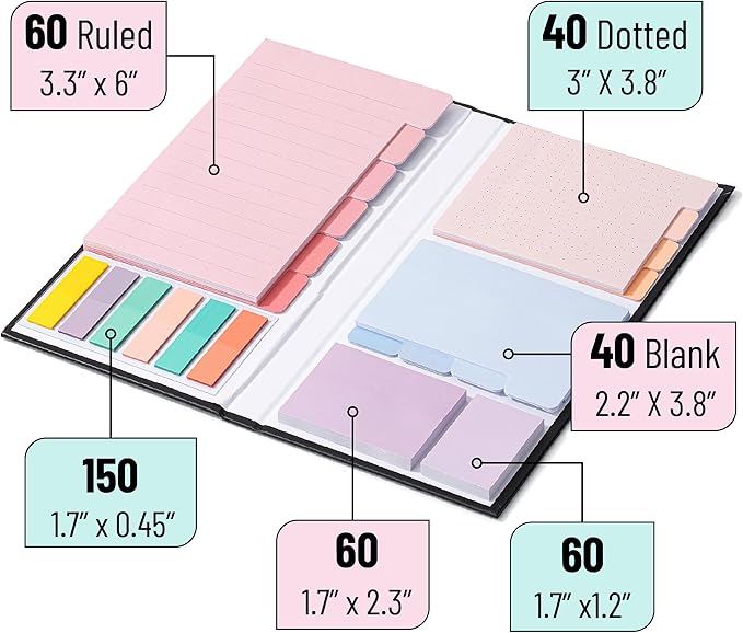 Mr. Pen- Sticky Notes Set, 410 Pack, Pastel Macaron Divider Sticky Notes, Planner Sticky Note Dividers Tabs