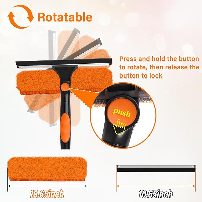 20FT Telescoping Window Squeegee Kit | 2-in-1 Professional Window Washer & Microfiber Scrubber with Extension Pole | High Reach Cleaning Tool for Outdoor, Indoor Windows & Glass