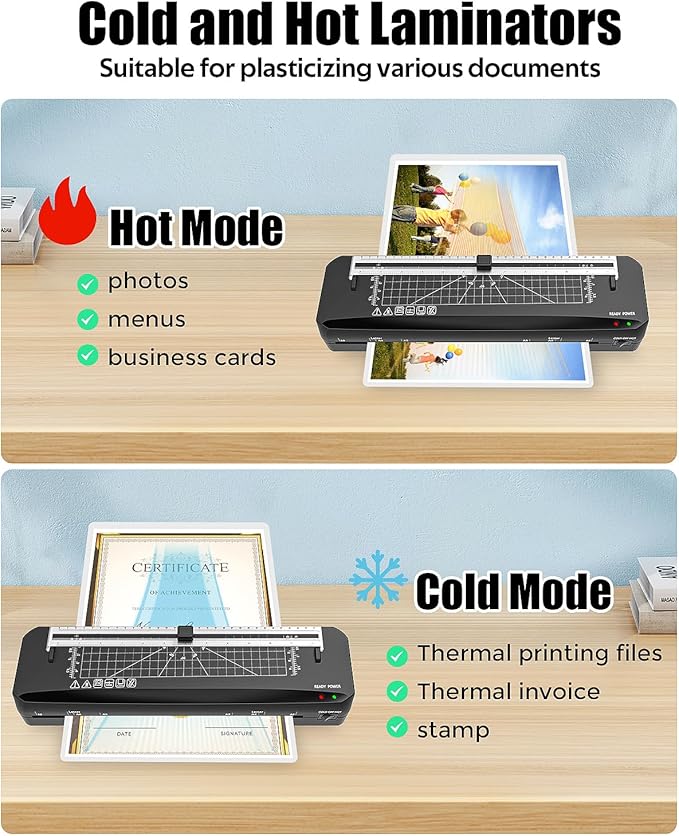 Laminator, A3 Laminator Machine with Built-in Trimmer, 70 Seconds Quick Warm-Up, Cold and Thermal Laminating with 50 Sheets, NTC Technology for Home Office School