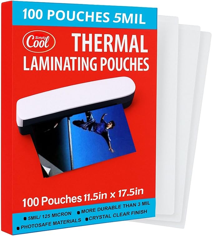 5MIL Thermal Laminating Sheets (100 Count) 11.5x17.5 inch, Legal Size Dry-Erase Friendly Laminating Pouches, Compatible with Laminators, Crystal Clear Laminated Finish