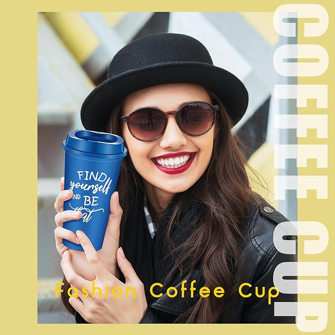48 Pcs Inspirational Gifts for Employee Coworkers Staff Teammate, 16oz Reusable Plastic Coffee Cups with Positive Sayings, Bundle Gifts for Woman Man Coworker (Bright Color,Inspirational)