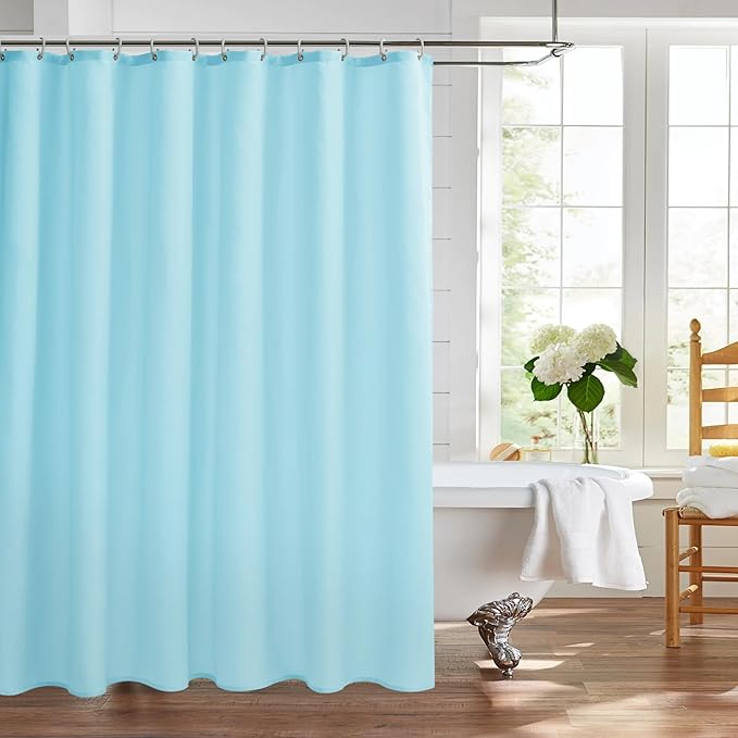 Nasitos Fabric Shower Curtain Liners 2 Pack - W72 x H72 - Washable & Water Resistant Cloth Lightweight Shower Liner for Bathroom, Soft Hotel Quality, Standard Size (Blue, 4 Magnets Included)
