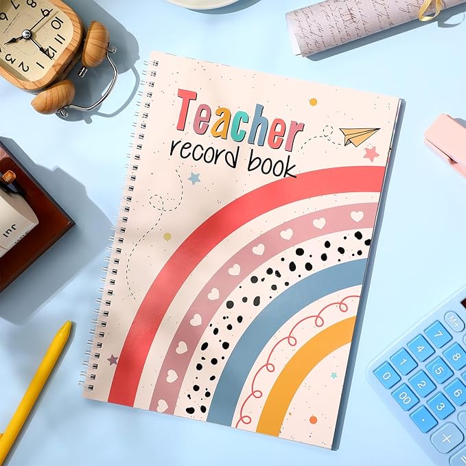 Teacher Record Book Teacher Grade Book 2026-2027 Spiral Bound Boho Heart Dot Record Class Planner 2026 Gradebook Office Favors for Classroom Attendance Supplies Double Sided Printing