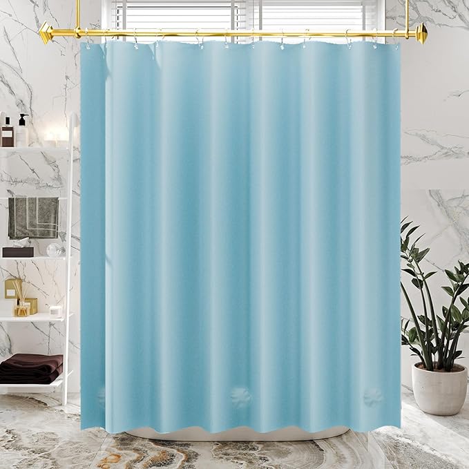 AmazerBath Teal Shower Curtain Plastic 72x72 Inches, Premium PEVA Shower Curtain with 3 Big Weighted Stones and 12 Rustproof Grommets