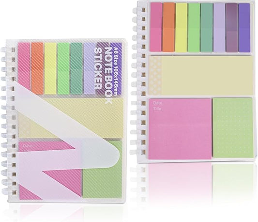 2 Pack Multi-Functional Sticky Note Set with Bible Tabs 440 Transparent Post it Notes 120 Page Notebook for Bible Study Office Supplies (Colour)