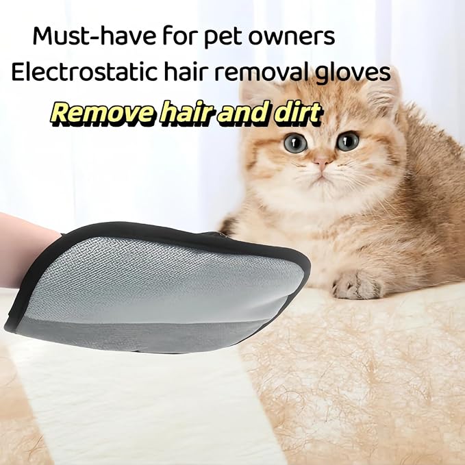 New Improved Pet Hair Removal Gloves (5-Finger Design) - Magic Reusable Gloves for Dog and Cat Hair on Furniture, Car Seats, Clothes, and Carpets - Electrostatic Beauty Brush and Hair Removal Device