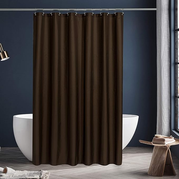 N&Y HOME Fabric Shower Curtain or Liner with Magnets - Brown Shower Curtain for Bathroom with Hotel Quality, Machine Washable - Brown, 72x72