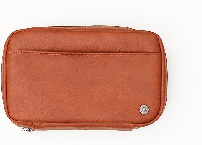 Blue Sky ASMBLD Tech Organizer, 8" x 4.5" x 2", Faux Leather, Non-Dated, Zip Closure, Travel Cable Organizer for Cords, Chargers, and Accessories (Zip Closure, Tan)