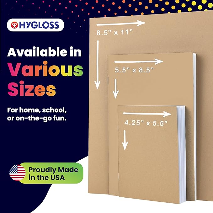 Hygloss Blank Books - Bulk 10 Pack – 4.25" x 5.5" A6 Kraft Paperback Blank Books for Kids to Write Stories, Doodle, Arts & Crafts – Plain Drawing Sketchbook, Unlined Journal, Notebook Without Lines