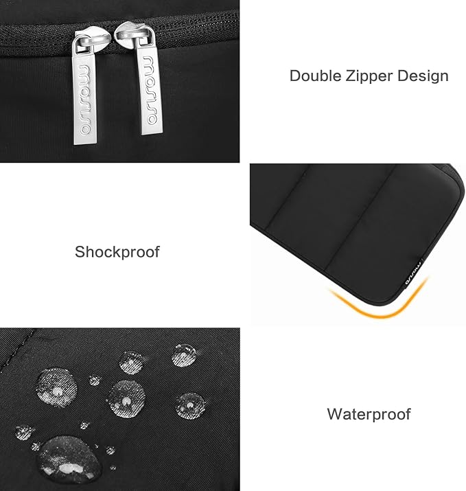 MOSISO Electronic Organizer Travel Case, Puffy Electronic Accessories Carry Case for Cable, Charger, Phone, Earphone, Mouse and Other Accessories, Portable Storage Bag with Handle, Black
