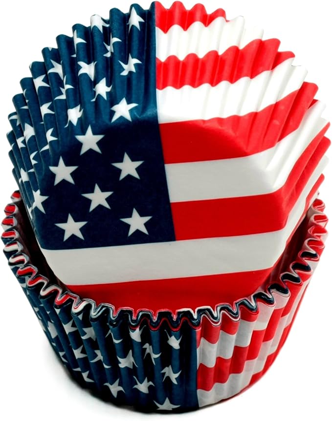 Chef Craft Paper Patterned Cupcake Liners, 50 count, Red/White/Blue