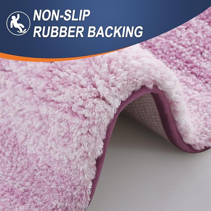 OLANLY Bathroom Runner Rugs 47x17, Extra Soft Absorbent Microfiber Bath Rugs, Rubber Backing, Quick Dry, Washable Bath Mats for Bathroom Floor, Tub and Shower, Home Decor Accessories, Pinkish-Purple