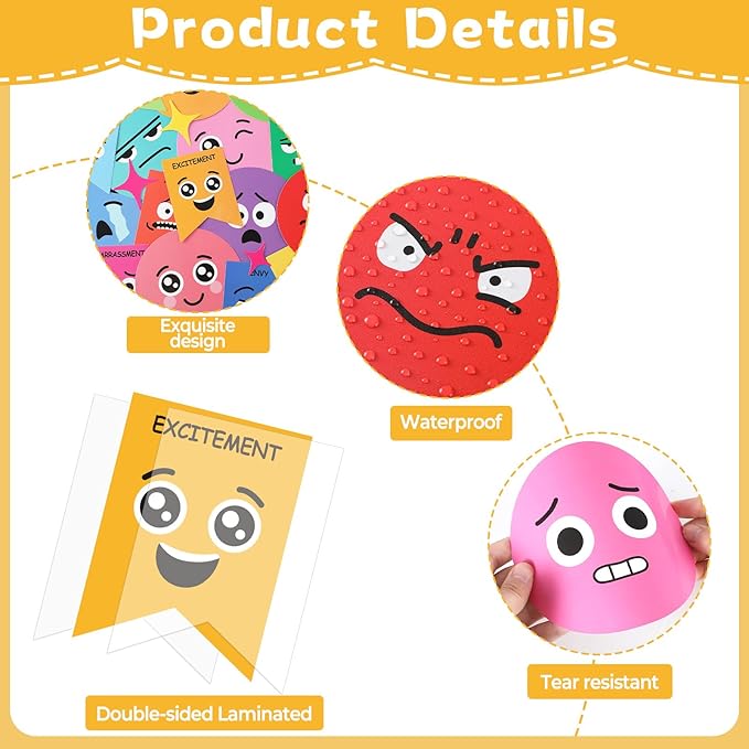 Feeling Bulletin Board Set Mental Health Classroom Decorations Growth Mindset Back to School Wall Art Decor Emotion Cutouts Feeling Chart for Kid Teacher School Counselor Therapy Calm Corner Supplies