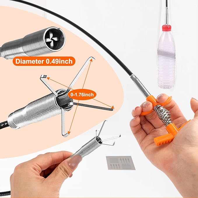 63 Inch Drain Snake Hair Drain Clog Remover Tool, Flexible Sink Snake Drain Cleaner Tool Set, Plumbing Snake for Toilet Sewer Shower Kitchen Bathroom Tub Clogged Hair Removal Cleaning Tool Set