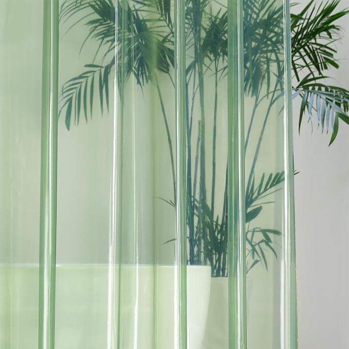 UFRIDAY Sage Green Clear Shower Curtain Liner, 72 x 78 inches, Long Plastic Bathroom Shower Curtain with Rustproof Metal Grommets and 5 Weighted Magnets