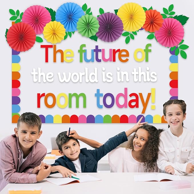 Classroom Bulletin Board Decorations with 3D Paper Fans Inspirational The Future of The World is in This Room Bulletin Board Set for Back to School Motivational Office Home Wall Door Chalkboard Decor