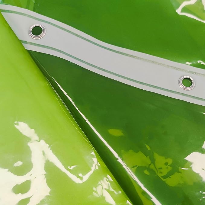 Barossa Design Clear Green Shower Curtain Liner - PEVA Heavy Duty Shower Liner with 6 Magnets and Metal Grommets, 72" x 72" Waterproof Bathroom Curtains - Clear Green