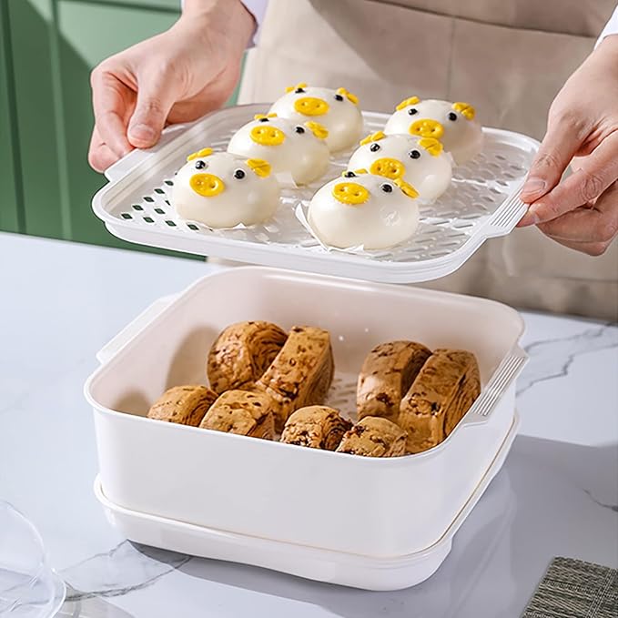 Microwave Steamer with Lid and Tray, Vegetables Steamer for Microwave Bowl, Microwavable Cookware Supplies (2 - Layer)