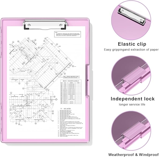 Hongri Clipboard with Storage, PalePink 8.5 x 11 Folder Nursing Side Opening, Heavy Duty with Dual Compartment, Smooth Writing for Teacher, Size 13.3 x 9.4 x 1.5 in, Office & School Supplies