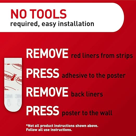 Command Poster Strips Value Pack, 60 Strips Damage-Free Poster Hangers, No Tools Requried, Great for Home, Room, Wall, Office, and Dorm Decor, White Adhesive