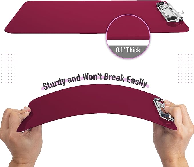 Mr. Pen- Plastic Clipboard, 12.5” x 9”, Dark Red Clipboard Plastic, Low-Profile Metal Clip with Retractable Hanging Hole
