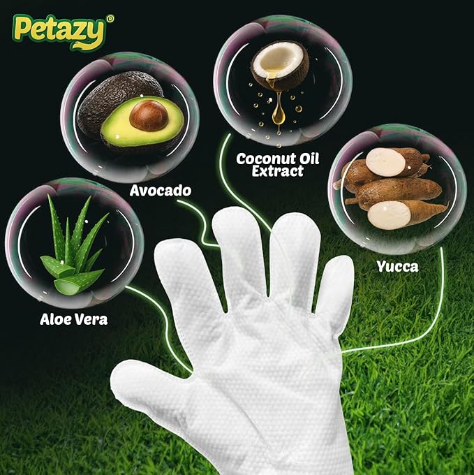 Pet Glove Wipes for Dogs & Cats – 25 Pack | Hypoallergenic, No Rinse, Extra Thick Cleaning Gloves with Aloe & Coconut Oil | Paws, Face, Ears & Butt | Travel Friendly, Gentle & Safe