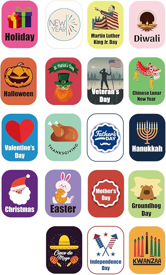 Genre Book Spine Labels for Library | Classroom Library Classification Stickers 450pcs | 19 Holiday Designs Bundle Set